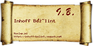 Inhoff Bálint névjegykártya